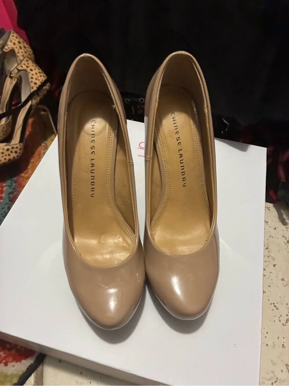 Chinese Laundry Patent Nude Platform Pumps